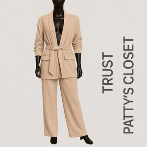Women's Tan Wide Leg Pantsuit